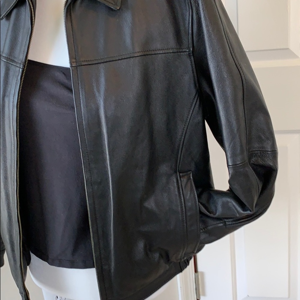 Gently used Black leather jacket Size medium